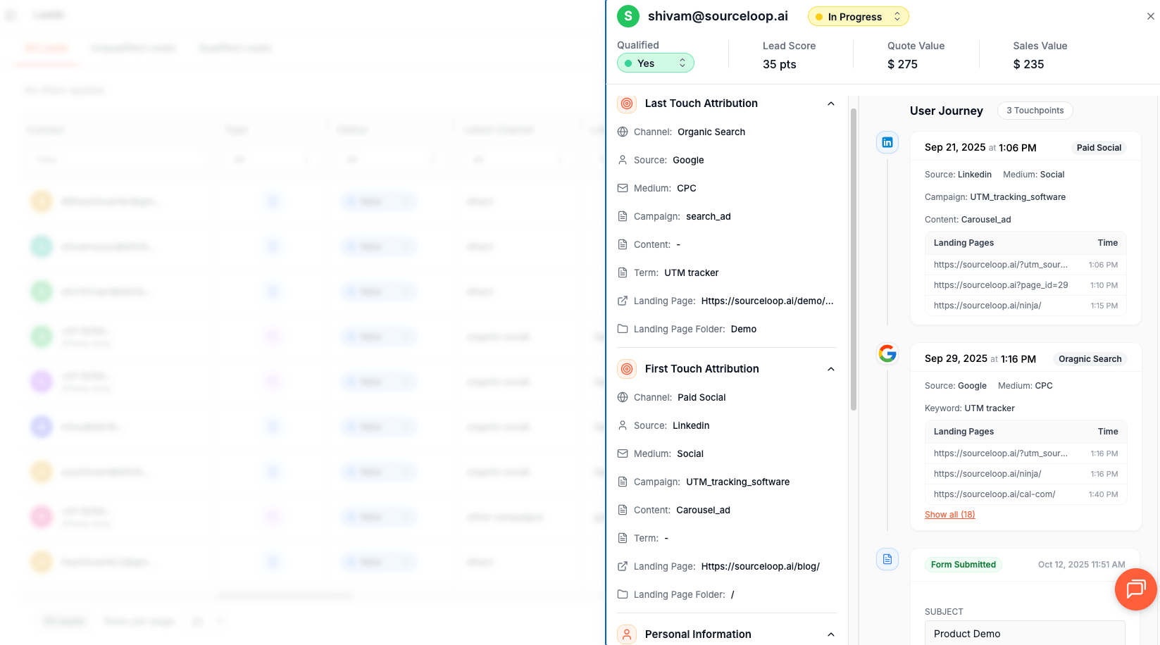 Sourceloop.ai product screenshot
